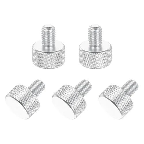 Vista 9 de MECCANIXITY 5 piezas M6x14mm Tornillos de pulgar estriado de cabeza plana, pernos de rosca completa de aleación de aluminio sólido para carcasas