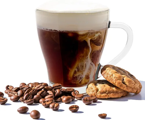 Vista 5 de Vikko Tazas de café de vidrio, paquete de 12-10 onzas Taza de café para té, sidra, chocolate caliente y más, apta para microondas y lavavajillas