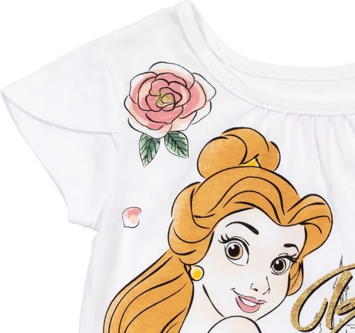 Vista 4 de Disney Princess Moana Frozen - Conjunto de 3 piezas de camiseta de tul con falda de malla y coletero para niñas pequeñas a grandes