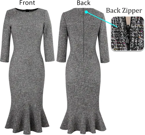 Vista 5 de VFSHOW - Vestido de mujer, por debajo de la rodilla, ceñido con diseño de sirena, para fiestas, cóctel, estilo vintage y elegante