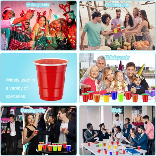 Vista 7 de 500 piezas vasos de chupito de 2 onzas de colores surtidos, vasos de chupito coloridos de plástico neón para beber, degustaciones servidas