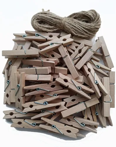 Vista 9 de Pinzas de madera negras de 1.9 pulgadas para fotos de Halloween, manualidades, manualidades, tendedero, clips de lavandería con cordel de yute