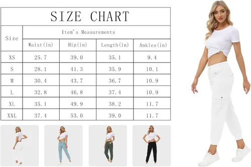 Vista 7 de MoFiz Pantalones cargo para mujer, pantalones deportivos ligeros con cintura elástica, pantalones deportivos para senderismo, pantalones casuales