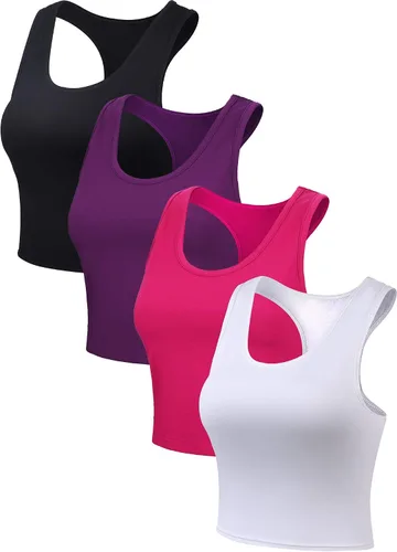 Vista 6 de Boao 4 camisetas básicas sin mangas de espalda cruzada para mujer