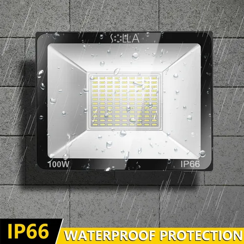Vista 3 de Paquete de 2 focos LED de 100 W para exteriores, luces de seguridad superbrillantes de 8000 lúmenes, equivalente a 550 W, impermeable IP66, blanco
