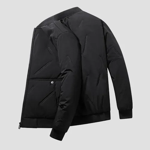 Vista 4 de Chaquetas acolchadas para hombre, cálidas, con cremallera, casual, chaqueta bomber softshell gruesa cortavientos, chaqueta universitaria, abrigos