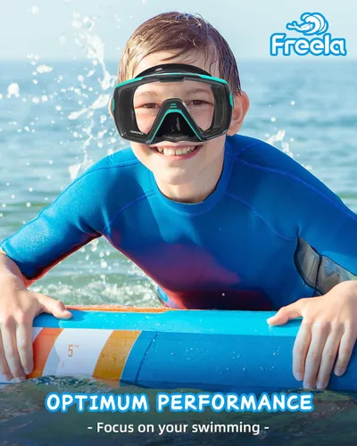 Vista 7 de Freela Gafas de natación para niños con cubierta de nariz para 6 a 16 años, paquete de 2 máscaras de natación de visión amplia, antiniebla, sin