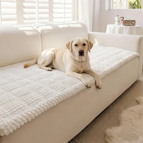 Vista 10 de Funda para sofá para perros lavable, fundas para sofá para mascotas antideslizantes para sofá, manta para sofá de perro peluda para protector de Gris