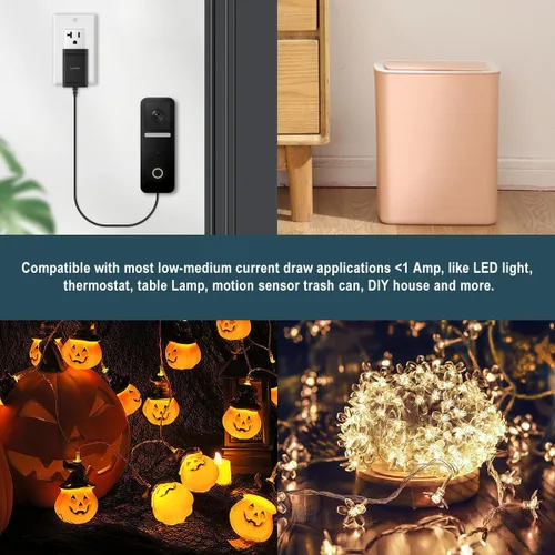 Vista 5 de Adaptador de fuente de alimentación AC Lenink para batería AA, reemplaza 2 baterías AA para farol de calabaza, luz LED, termostato, lámpara de mesa