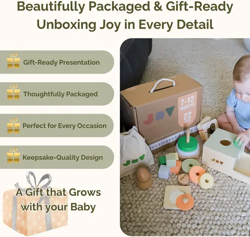Vista 9 de Jackie & Vancie Juguetes Montessori para Niños de 1 Año, Juego Sensorial 6 en 1 Juguetes de Aprendizaje de Madera, Set de Juguetes Montessori