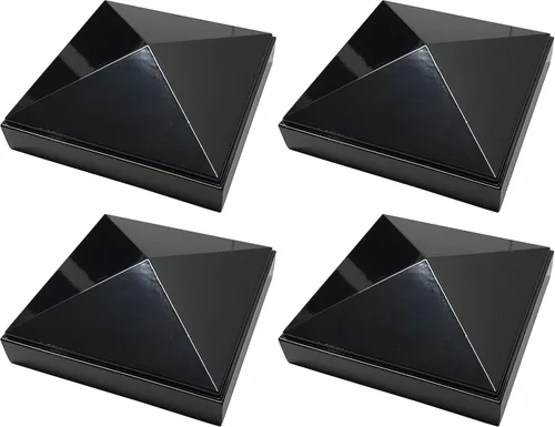 Vista 11 de Tapa de poste de pirámide de aluminio de 2 x 2 pulgadas para postes de metal, ajuste a presión, color negro con recubrimiento en polvo, resistente