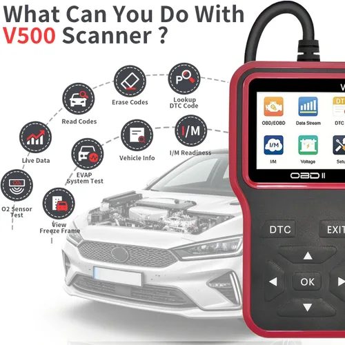 Vista 3 de Herramienta de diagnóstico del escáner OBD2: herramienta de escáner de código de luz del motor con reinicio, DTC, flujo de datos, preparación I/M