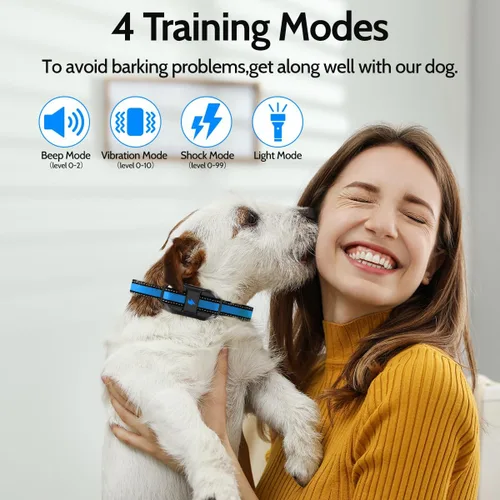 Vista 3 de Collar eléctrico de entrenamiento para perros con 4 modos de entrenamiento y control remoto recargable, rango impermeable de 3300 pies para perros