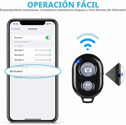 Vista 6 de Paquete de 2 unidades de control remoto inalámbrico para cámaras - Control remoto inalámbrico para teléfonos iPhone y Android, iPad, iPod, tableta