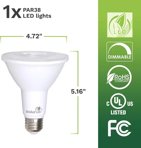 Vista 2 de Bioluz LED PAR38 Bombilla LED de 13 W (equivalente a 120 W), bombillas LED regulables de 5000 K, luces LED para interiores y exteriores, repuesto