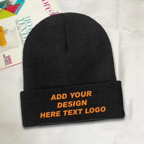 Vista 2 de Gorro personalizado para hombre, diseño de gorro personalizado, tu propio sombrero de punto personalizado