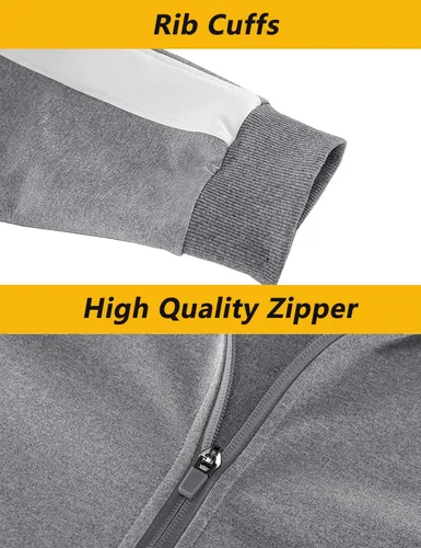 Vista 5 de Cotrasen Conjunto deportivo de 2 piezas para hombre, con cremallera completa, casual, para correr, trotar