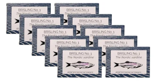 Vista 9 de Fangst Brisling No. 1 Sardinas nórdicas en lata ahumadas con brezo y manzanilla 3 latas de 3.53 oz