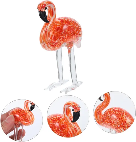 Vista 6 de Decoración de flamenco Ornamento de vidrieras Cristal Flamingo Modelo Escritorio único Dec