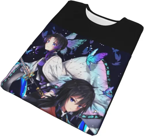 Vista 4 de Camisa de Demon Slayer para mujer, Shinobu Kocho X Giyu Tomioka Kimetsu No Yaiba, camiseta de moda 3D para noche, graduación, etc