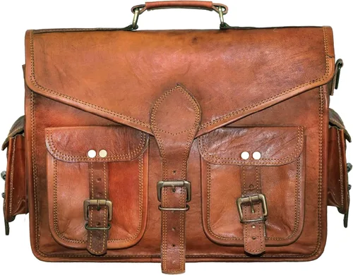 Vista 3 de 15 "bolso de mensajero de cuero para computadora portátil, maletín de oficina, regalo para hombres, bolsa de hombro desgastada