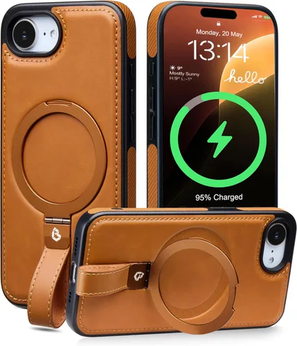 Vista 39 de Butaiga Funda para iPhone 12 Pro Max con correa de cuero, soporte de anillo Negro