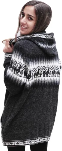 Vista 4 de Little Llamas - Sudadera con capucha de lana de alpaca