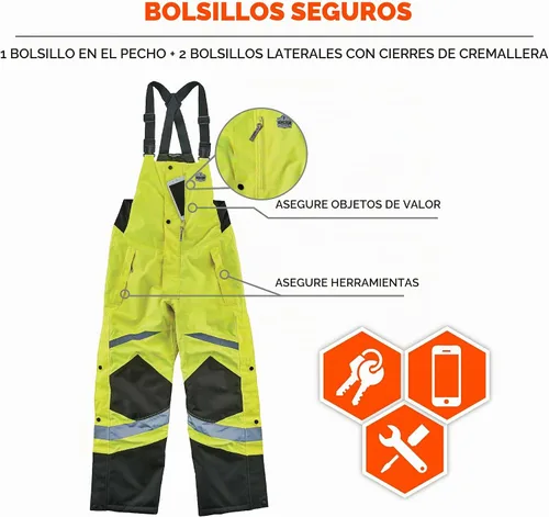 Vista 7 de Ergodyne GloWear 8928 - Overol térmico con aislamiento, alta visibilidad, resistente a la intemperie