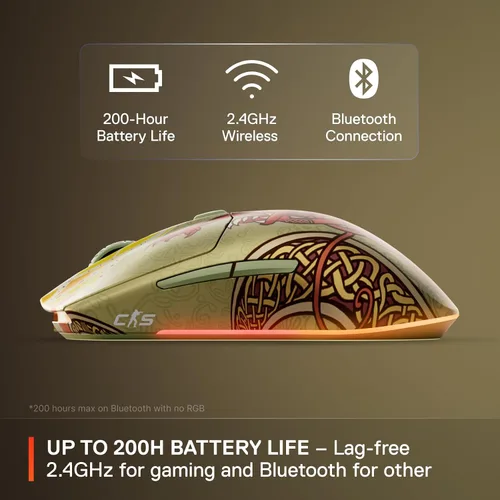 Vista 4 de SteelSeries Mouse inalámbrico para juegos CS2 Dragon Lore Edition - Counter-Strike - 2.4GHz y Bluetooth - Sensor óptico TrueMove Air de 18 K DPI