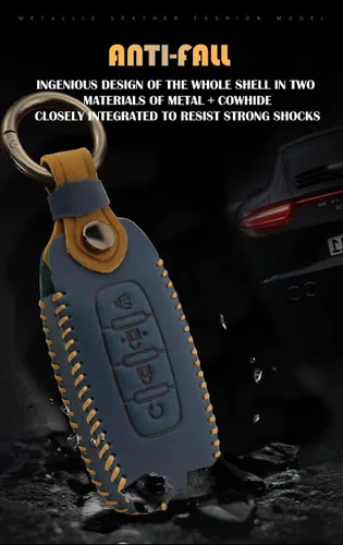 Vista 8 de ontto Leather Key Fob Cover Car Key Holder Case Fit for Nissan Ariya Pathfinder Kicks X-Trail Rogue 8 Gen New Teana 2023 2024