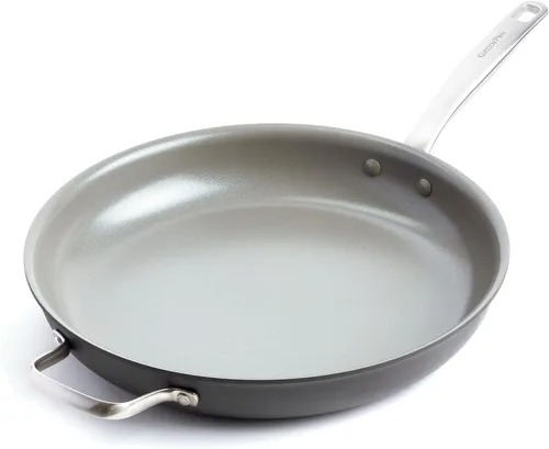 Vista 10 de GreenPan Chatham - Sartén antiadherente de cerámica anodizada dura, de 8 pulgadas, sin PFAS, apta para lavavajillas, apta para horno, gris