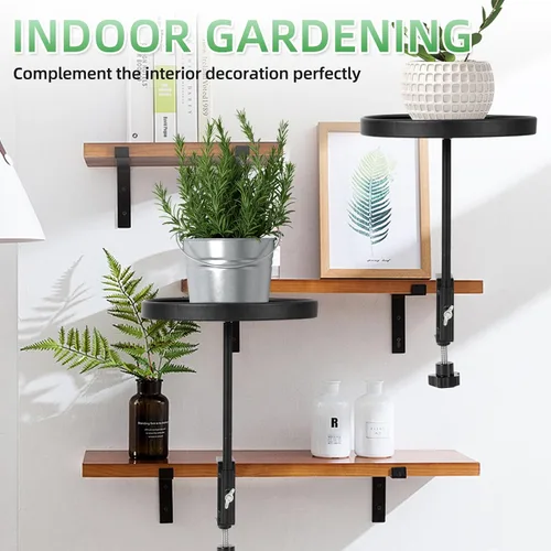 Vista 5 de AQQHSAIN 2 bandejas de abrazadera para alféizar de ventana, estantes de metal ajustables para plantas, soporte de 7.9 pulgadas, estantes flotantes