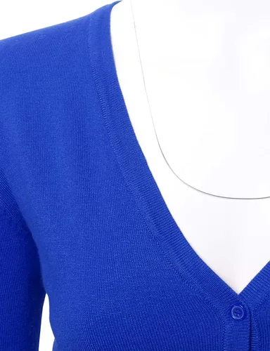 Vista 5 de Allsense Suéter de manga larga para mujer, ligero, con botones, suave, de punto sólido con cuello en V