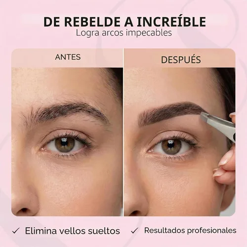 Vista 5 de Precision Tweezers for Eyebrows & Facial Hair Removal, Stainless Slant Tip Pinzas profesionales perfectamente alineadas y calibradas para pelos