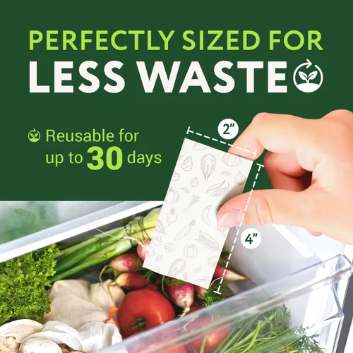 Vista 4 de IMPRESA Produce Keeper - Hojas de almacenamiento de alimentos, paquete de 18 hojas de papel frescas para frutas y verduras, ahorrador de verduras