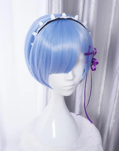 Vista 2 de COSPLAZA Cosplay Pelucas Moda Corto Azul Anime Cabello Elegante Mujer Fiesta Peluca