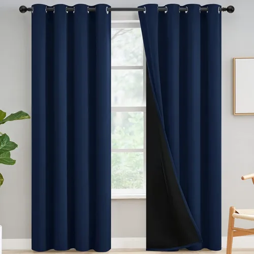 Vista 127 de Yakamok Cortinas negras, cortinas de ventana con aislamiento térmico y eficiencia energética para dormitorio, cortinas opacas completas y cortinas
