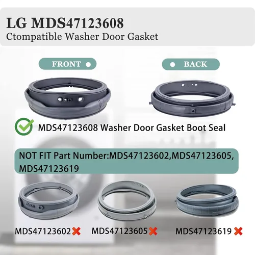 Vista 2 de Upgrade MDS47123608 WM8100HVA Sello de Goma de Puerta de Lavadora, Repuesto para LG Kenmore y Compatible con Modelos WM8000HVA,WM4070HVA,WM4270HVA