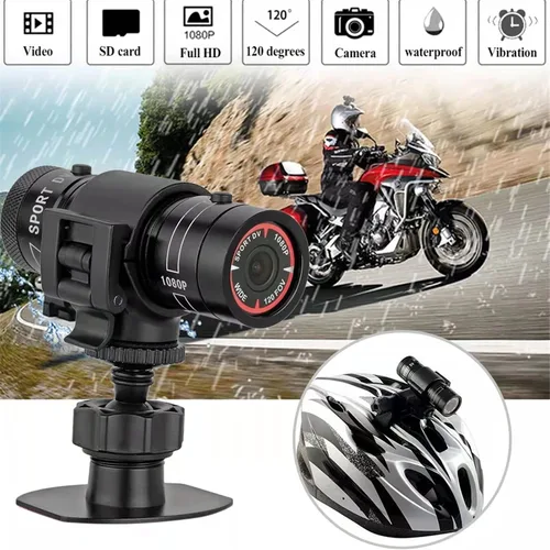Vista 2 de Wzquisite Cámara de casco de motocicleta, cámara de video para bicicleta, cámara de acción deportiva de 1080p, videocámara gran angular de 120°