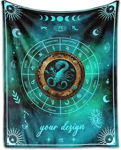 Vista 26 de Manta Acuario para Regalos, 40" x 30" Manta Rectangular de Franela del Zodiaco Acogedora, Regalo para Niños Niñas Adolescentes Mujeres Hombres