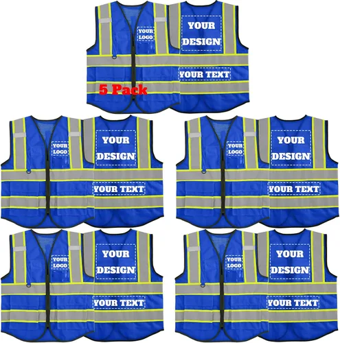 Vista 19 de Chaleco de seguridad reflectante de malla con logotipo personalizado con cremallera Chaleco de alta visibilidad para construcción al aire libre Ropa