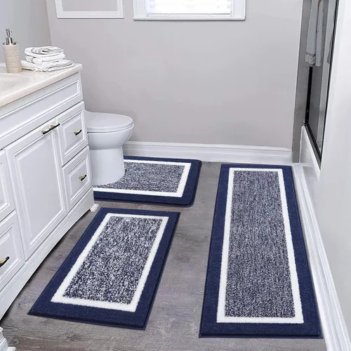 Vista 34 de Pauwer Juego de baño, alfombras de baño antideslizantes, alfombras de ducha absorbentes para suelo de baño, bañera y ducha, color azul aguamarina