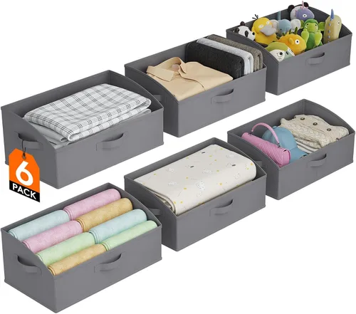 Vista 15 de Lifewit - Cestas organizadoras para armario, cestas trapezoidales medianas de almacenamiento para estante, paquete de 6 unidades, cestas