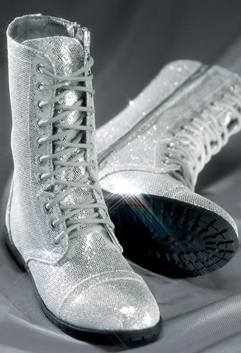 Vista 2 de Balera Botas de combate para mujer para bailar con purpurina y cremallera suela de goma zapatos
