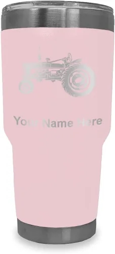 Vista 23 de LaserGram Vaso aislado al vacío de 20 onzas, Old Farm Tractor, grabado personalizado incluido (negro)