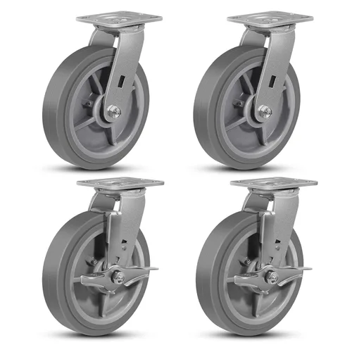 Vista 8 de Ruedas giratorias resistentes de 4 pulgadas, rueda de goma industrial, ruedas giratorias con freno, paquete de 1 con capacidad de hasta 600 libras