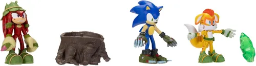 Vista 3 de Sonic Prime - Figuras de acción de 2.5 pulgadas con temática de Laberinto de Jaula Bos, 5 piezas: Sonic, Gnarly Knuckles, Mangey Tails, Tocón
