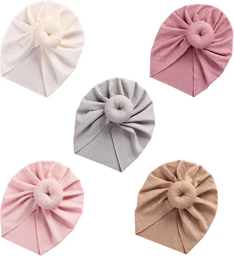 Vista 7 de DRESHOW BQUBO Baby Turban Hats Turban Bun Knot Baby Infant Beanie Baby Girl Soft Cute Toddler Cap