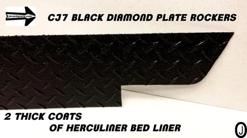 Vista 5 de Se adapta a Jeep Cj7 Black Diamond Plate Side Rocker Panel Set de 2.6 pulgadas de ancho