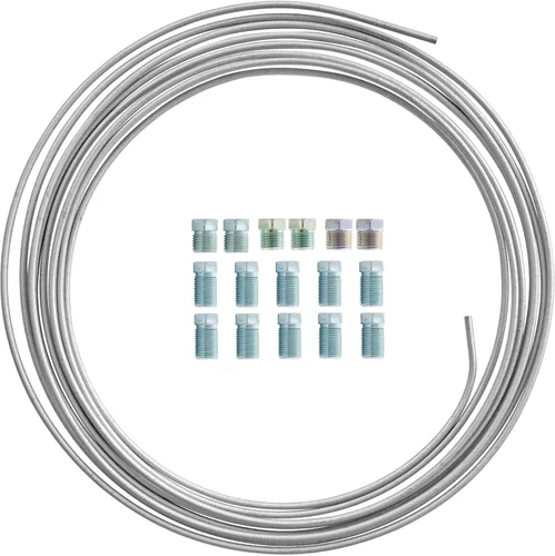 Vista 2 de 4LIFETIMELINES Kit de línea de freno, tubo de acero galvanizado, bobina de tubería de línea de freno de 1/4 pulgadas x 25 pies, con 16 accesorios